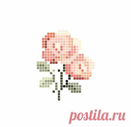 a cross - stitch rose is shown in the shape of a pixellated pattern on a white background