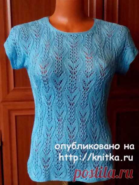 Ажурная кофточка с рукавом кимоно. Работа Марины Ефименко, Вязание для женщин