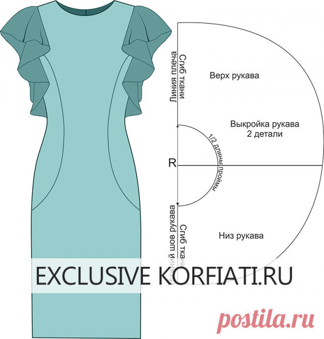 Выкройка рукава-волана
