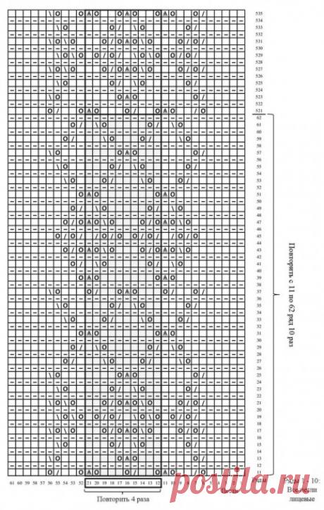 Ажурный шарф - палантин с геометрическим рисунком на платочной вязке