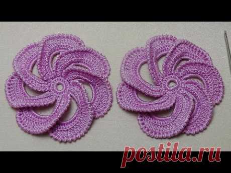 Урок вязания крючком - Спиральный цветок - Spiral crochet flower