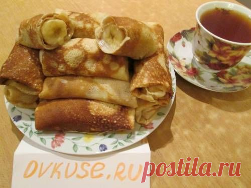 Блинчики с бананами и сгущенкой - пошаговый кулинарный рецепт с фото / Простые рецепты