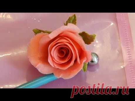 Быстрая роза из холодного фарфора МК. Раскрытая роза, ускоренный метод лепки бутона - YouTube
