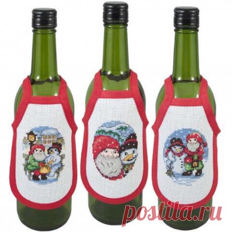 Herrschners® Snowman Bottle Aprons Counted Cross-Stitch Kit  
