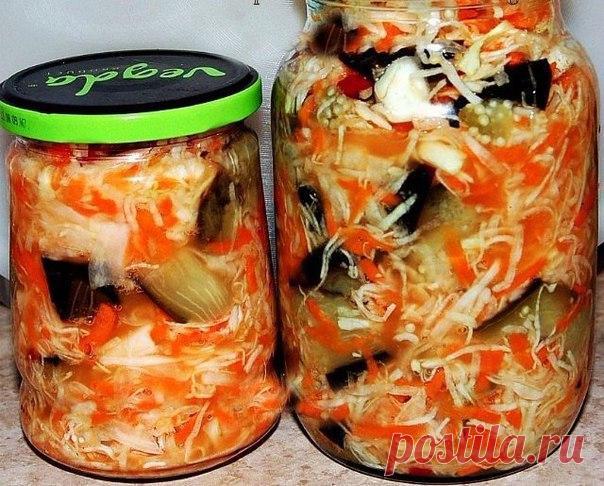 Баклажаны  кусочками с капустой на зиму 

Этот рецепт для тех тех, кто любит баклажаны и обожает капусту. Закуска получается очень вкусной и необычной, прекрасно сохраняется в течение всей зимы. 

Для приготовления понадобится:
Показать полностью…