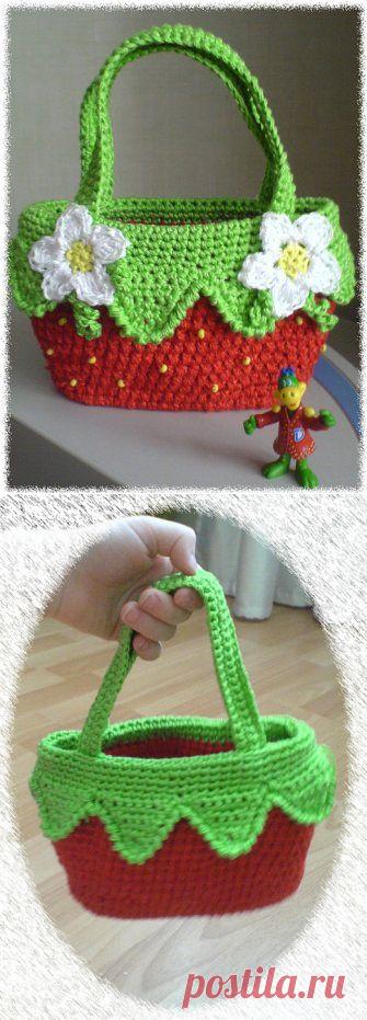 Вязаная сумка «Клубничка» » Ниткой - вязаные вещи для вашего дома, вязание крючком, вязание спицами, схемы вязания