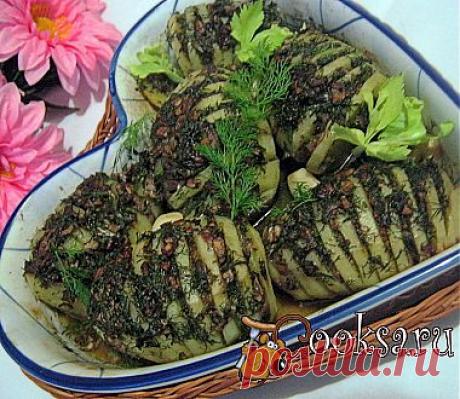 Запеченный картофель, фаршированный грибами и зеленью рецепт с фото