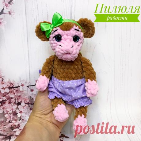 PDF Плюшевая Обезьянка крючком. FREE crochet pattern; Аmigurumi toy patterns. Амигуруми схемы и описания на русском. Вязаные игрушки и поделки своими руками #amimore - плюшевая обезьянка, обезьяна из плюшевой пряжи, мартышка.