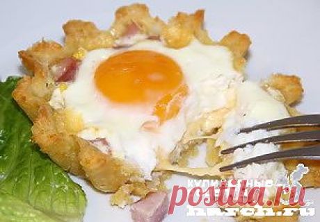 Тарталетки с сыром, ветчиной и яйцом «Утренние».