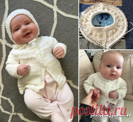 Кофточка для новорожденного спицами
Описание: https://prjaga.ru/vyazanie-dlya-detej/pulover-zhaket-s..