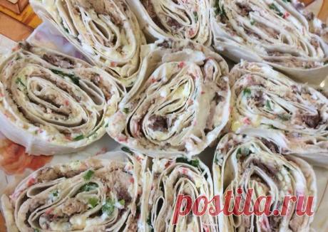 Рулет из лаваша и рыбные консервы🥫(сардина) Автор рецепта Татьяна Вахнева - Cookpad