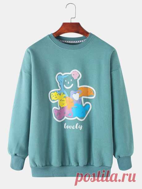 Mens Graffiti Pattern Round Neck Pullover Long Sleeve Drop Shoulder Sweatshirts - US$29.99