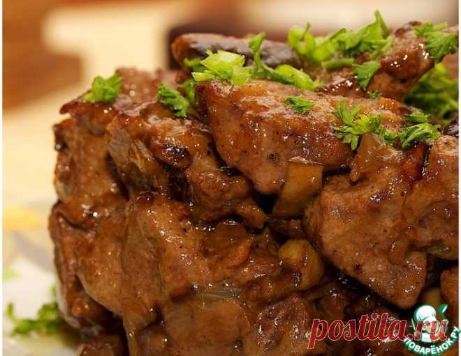 Печень с грибами и луком - кулинарный рецепт