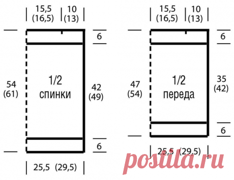 ПОДБОРКА ДЖЕМПЕРОВ С КОРОТКИМИ РУКАМИ. ЖЕНСКИЕ ДЖЕМПЕРЫ СПИЦАМИ, СХЕМЫ И ПОДРОБНОЕ ОПИСАНИЕ.  Модель No4. Длинный топ с V-образным вырезом горловины.
Размеры: 36/38 (40/42) 44/46
Вам потребуется: 350 (400) 450 г сиреневой пряжи Summer (100% хлопка, 110 м/50 г); прямые спицы No 4; крючок No 3; круговые спицы No 4.
Резинка: попеременно 2 лиц., 2 изн.
Лицевая гладь: лиц. р. — лиц. п., изн. р.— изн. п.
Платочная вязка: лиц. и изн. р. -лиц.п.
Изнаночная гладь: лиц.р. — изн.п., изн.р.- лиц.п.