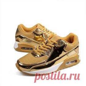 Женские кроссовки, сникерсы лакированные под металл, золото, серебро