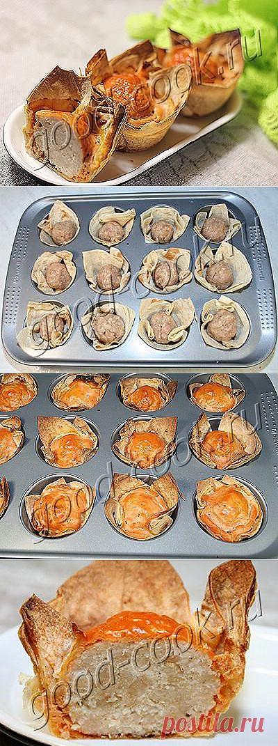 Хорошая кухня - корзиночки из лаваша с тефтелями. Кулинарная книга рецептов. Салаты, выпечка.