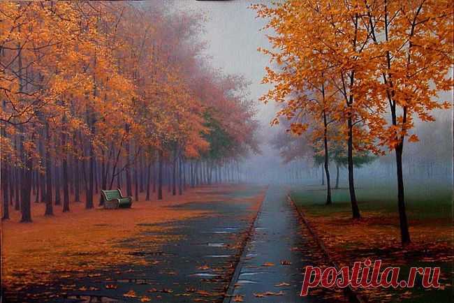 Осенний дождь - вторые сутки кряду,
И, заключенный в правильный квадрат,
То мечется и рвется за ограду,
То молчаливо облетает сад.