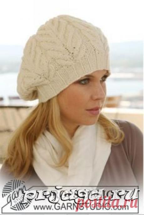Схема берета спицами, вязаного косами