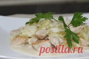 кабачки с курицей в сметане рецепт с фото