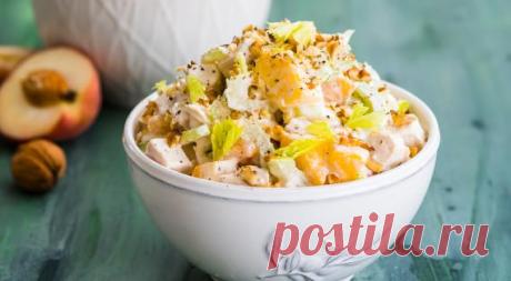 Салат из курицы с персиками. Пошаговый рецепт с фото на Gastronom.ru
