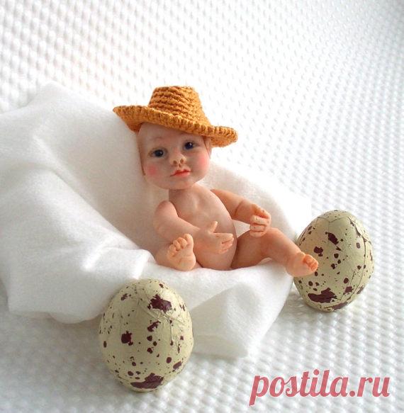Mini Baby doll OOAK easter kid gift Red by Findyourtoyfriend