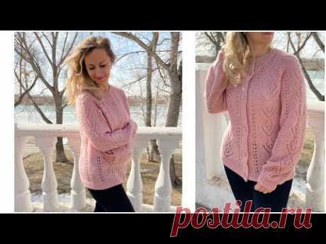 Французкая ажурная кофточка спицами из пряжи Alize Angora Star Реглан снизу Росток + Схема