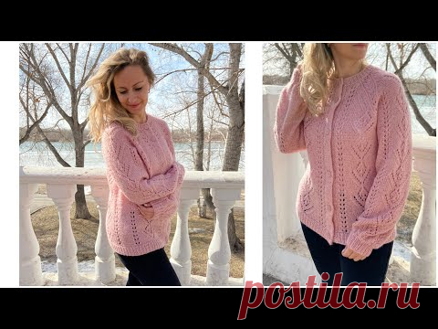 Французкая ажурная кофточка спицами из пряжи Alize Angora Star Реглан снизу Росток + Схема
