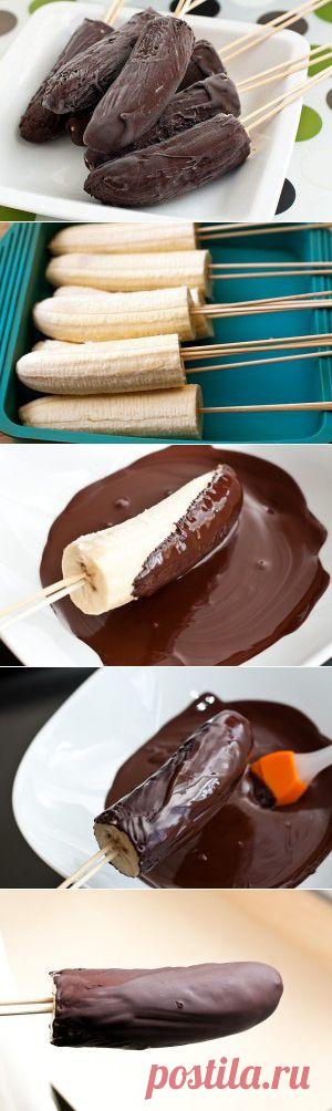 Замороженные бананы в шоколаде