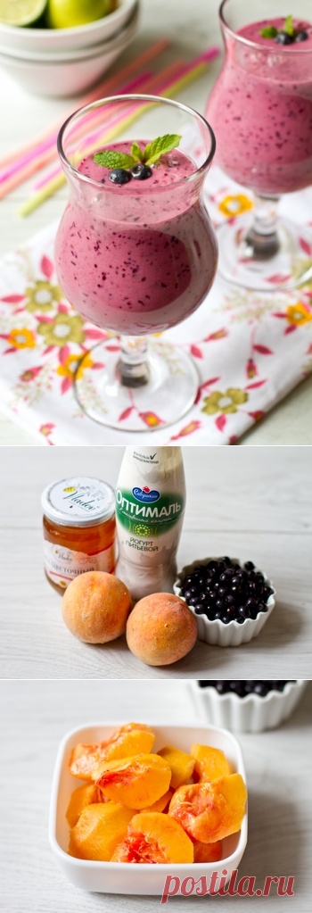 Пошаговый фото-рецепт чернично-персикового смузи с медом