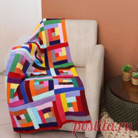 Яркий плед из остатков пряжи: простые квадратные мотивы крючком | Paradosik_Handmade | Пульс Mail.ru