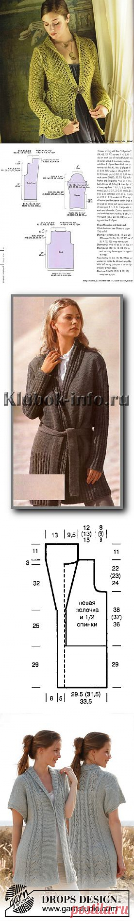 Ажурный кардиган без застежки крючком от Anthropologie + узоры + выкройка.