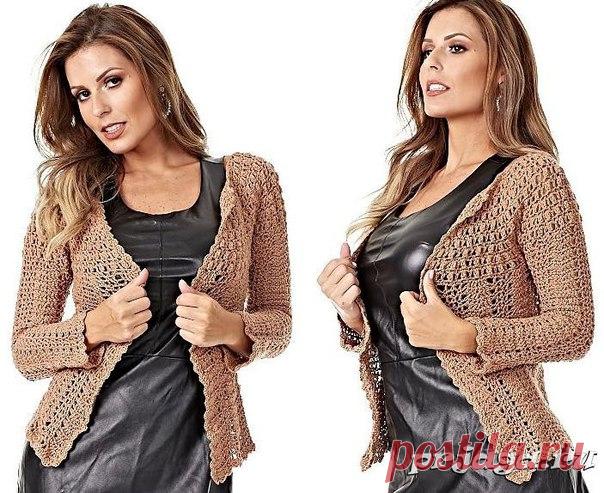 Ажурный кардиган крючком для себя
Описание и схема: http://prjaga.ru/vyazanie-dlya-zhenshchin/palto-kardi..