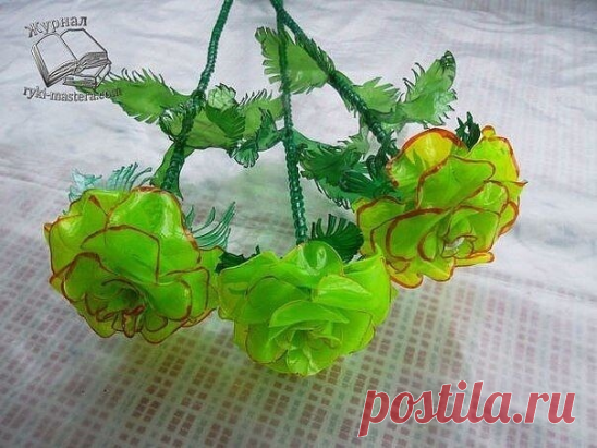 Роза из пластиковых бутылок