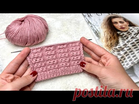 Повторять 4 ряда! Потрясающий и очень простой ажурный воздушный узор спицами