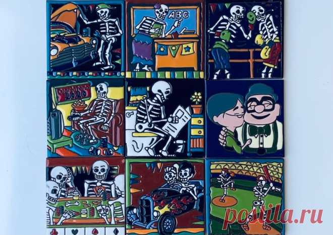 Azulejo mexicano de Talavera, Azulejo de cerámica, Hecho a mano, Decoración del hogar, Posavasos, Colgador de llaves, Pintado a mano 4X4 - Etsy Chile