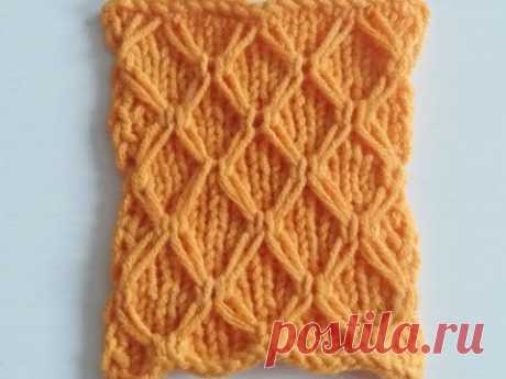 Ромбы из вытянутых петель #мастеркласс #узорспицами #knitting