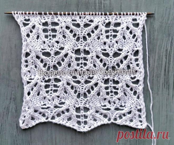 Узор спицами от CozyHands. Схема, описание, видео-мк