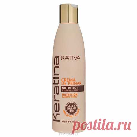 Kativa Крем для укладки &quot;Keratina&quot;, укрепляющий, для всех типов волос, 250 мл - Средство превосходно восстанавливает природный блеск, разглаживает волосы и облегчает их расчесывание. Крем работает даже при повышенной влажности воздуха, а благодаря тому, что в нем содержатся компоненты, запечатывающие кутикулу волоса - они надежно защищены от внешних воздействий.