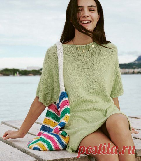 Свяжем на одном дыхании: нежно-зелёное платье от Лана Гросса 