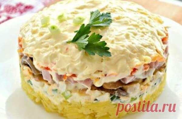 Королевский салат с ветчиной и грибами | Бабушкины секретики
