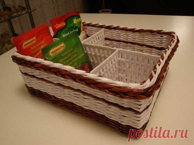 Как сплести коробочку с перегородками