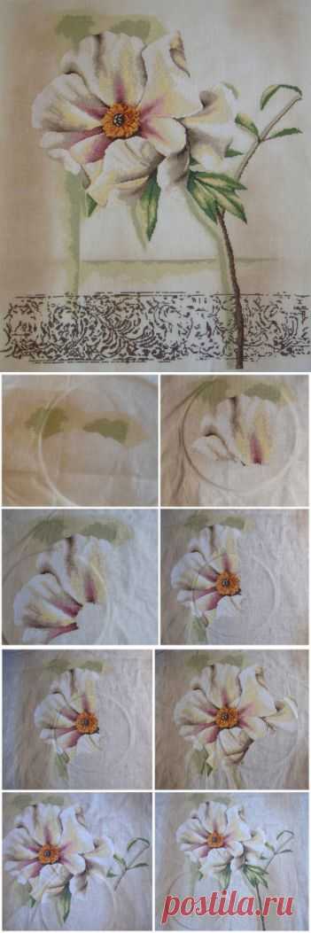 Белый цветок / Вышивка крестом / В рукоделии