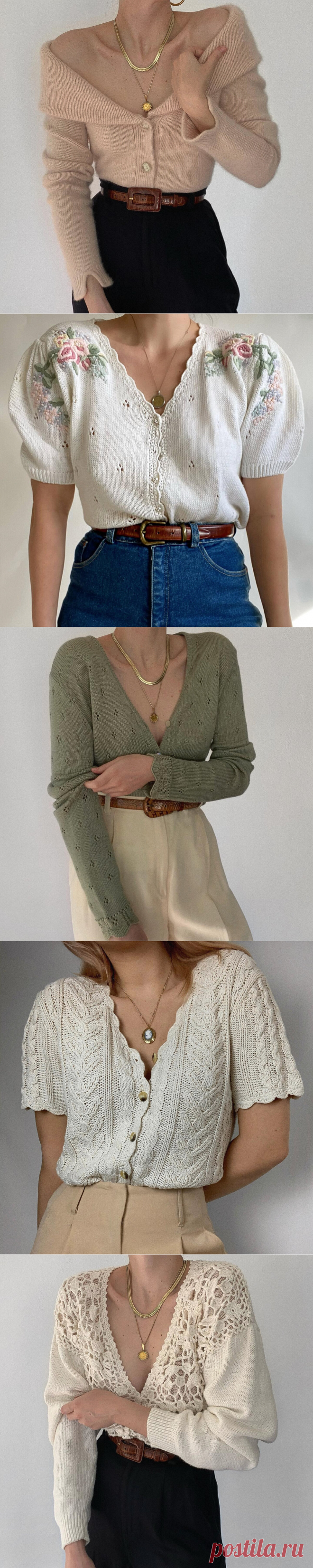 Вязаные кофты на пуговицах: 6 женственных вариантов в винтажном стиле