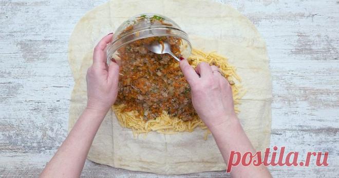 Рулет из лаваша с фаршем