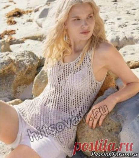 Майка сетка - запись пользователя Лисик (Светлана) в сообществе Вязание спицами в категории Вязание для женщин спицами. Схемы вязания спицами Вам потребуется: 250 (300) грамм песочного цвета пряжи, состоящей из 100% хлопка, длиной нити 100 метров в 50 граммах; круговые спицы № 6; крючок № 5.  Размеры майки: 38-40 (44-46).