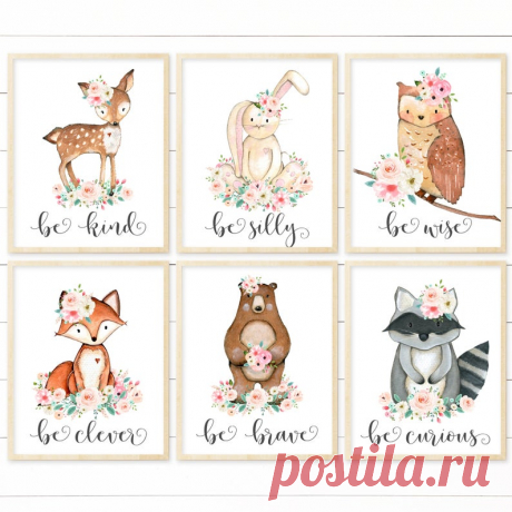 Printable Nursery Art. Pink Peach and Teal Nursery Wall Art. | Etsy