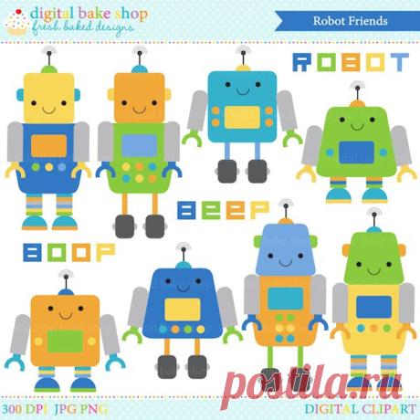 Robot Friends Digital Clip Art - Cliparts - Mygrafico.com