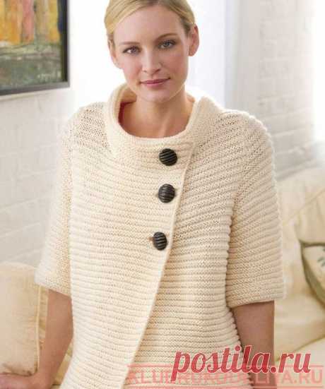 Кардиган спицами - Клуб рукоделия Размер: Small (Medium, Large, XLarge, XXLarge) Обхват груди: 96.5 (106.5, 117, 127, 137) см. Длина: 54.5 (56, 56, 57, 58.5) см. Вам потребуется: 7 (8, 9, 1