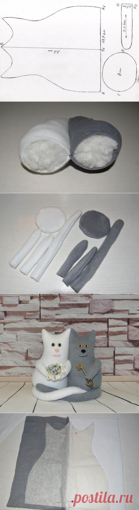 Кошечка и котик неразлучники — Сделай сам, идеи для творчества - DIY Ideas