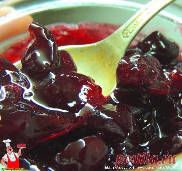 Вишнёвый джем🍒 густой-прегустой, а вишенки по вкусу как мармеладки